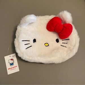 Sanrio Hello Kitty Fuzzy Plush Makeup  Cosmetic Toiletry Bag Pouch